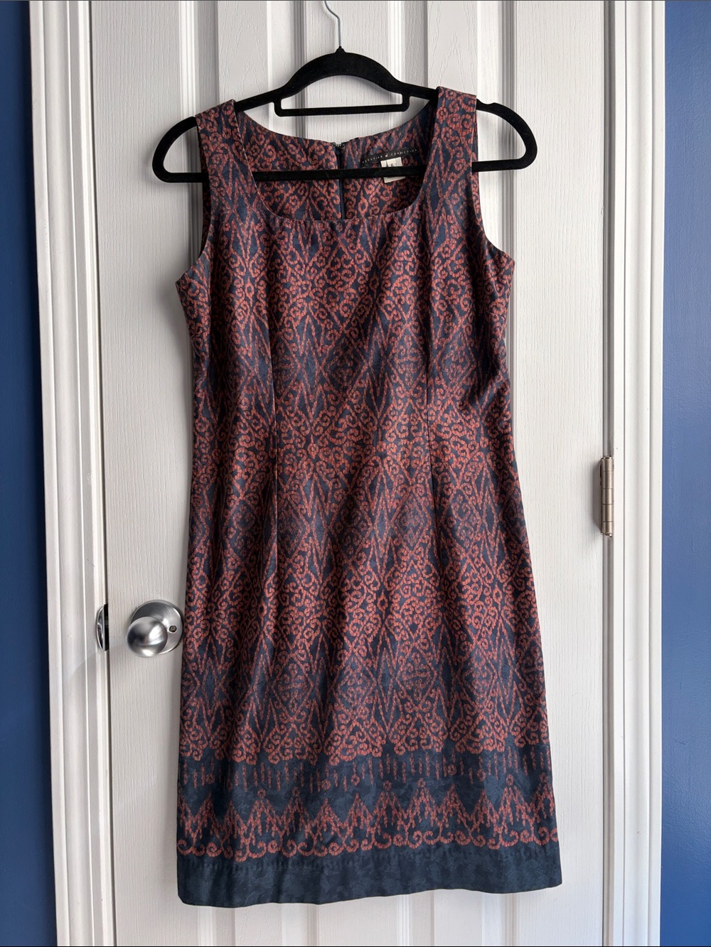 Peruvian Connection Pima Cotton Sleeveless Sheath Dress Ikat Print Size 6